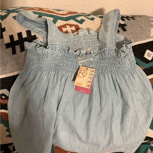 Roper Sky Blue Smocked Top